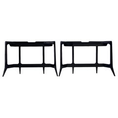 Black Lacquered Wood Console Table by Luigi Scremin