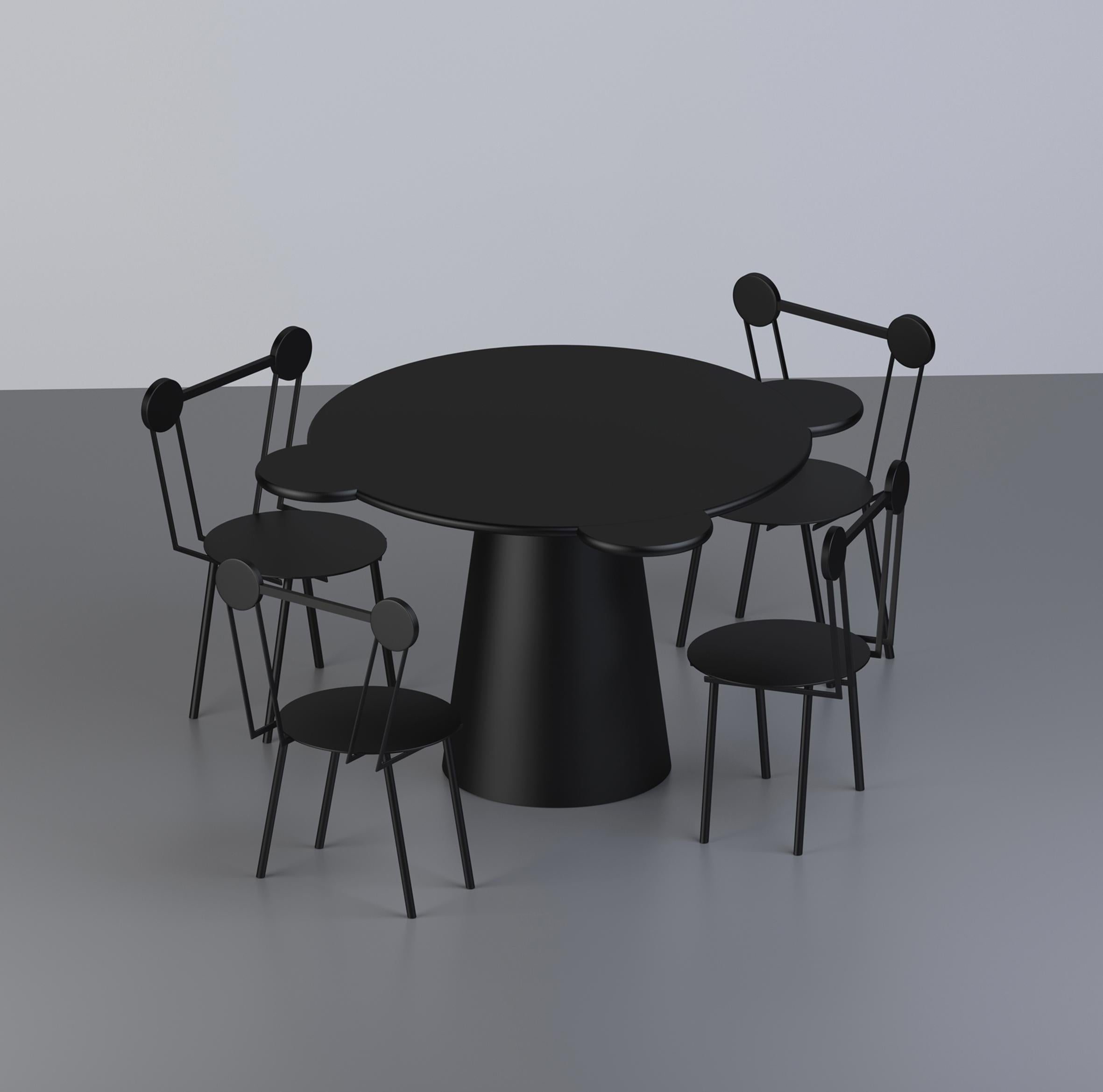 Moderne Table contemporaine Donald en bois laqué noir de Chapel Petrassi en vente