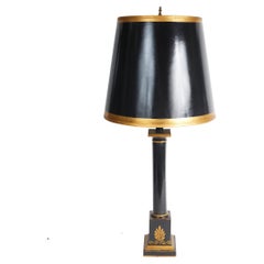 Black Lacquered Wood Empire Style Table Lamp