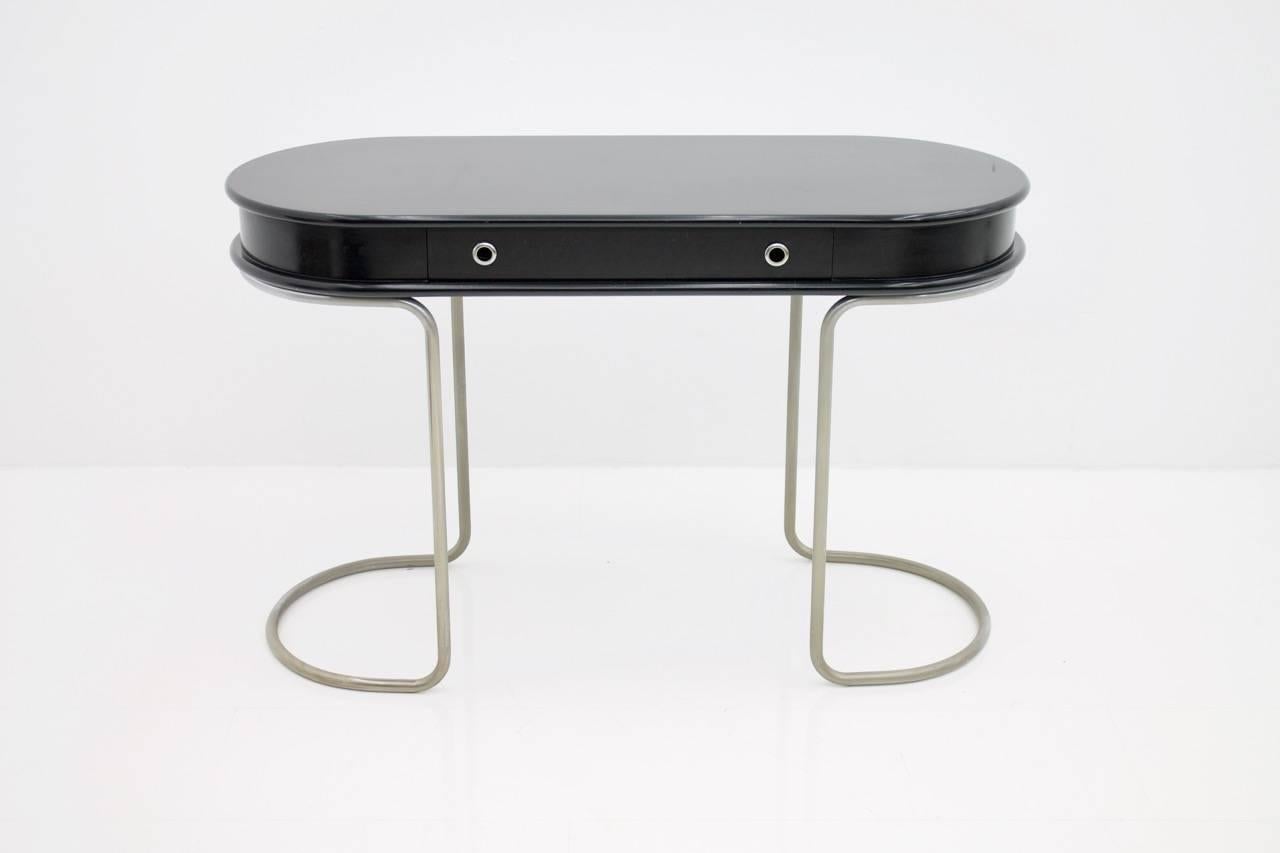 Italian Black Ladies Desk Vanity Console Table, Italy, 1960s For Sale