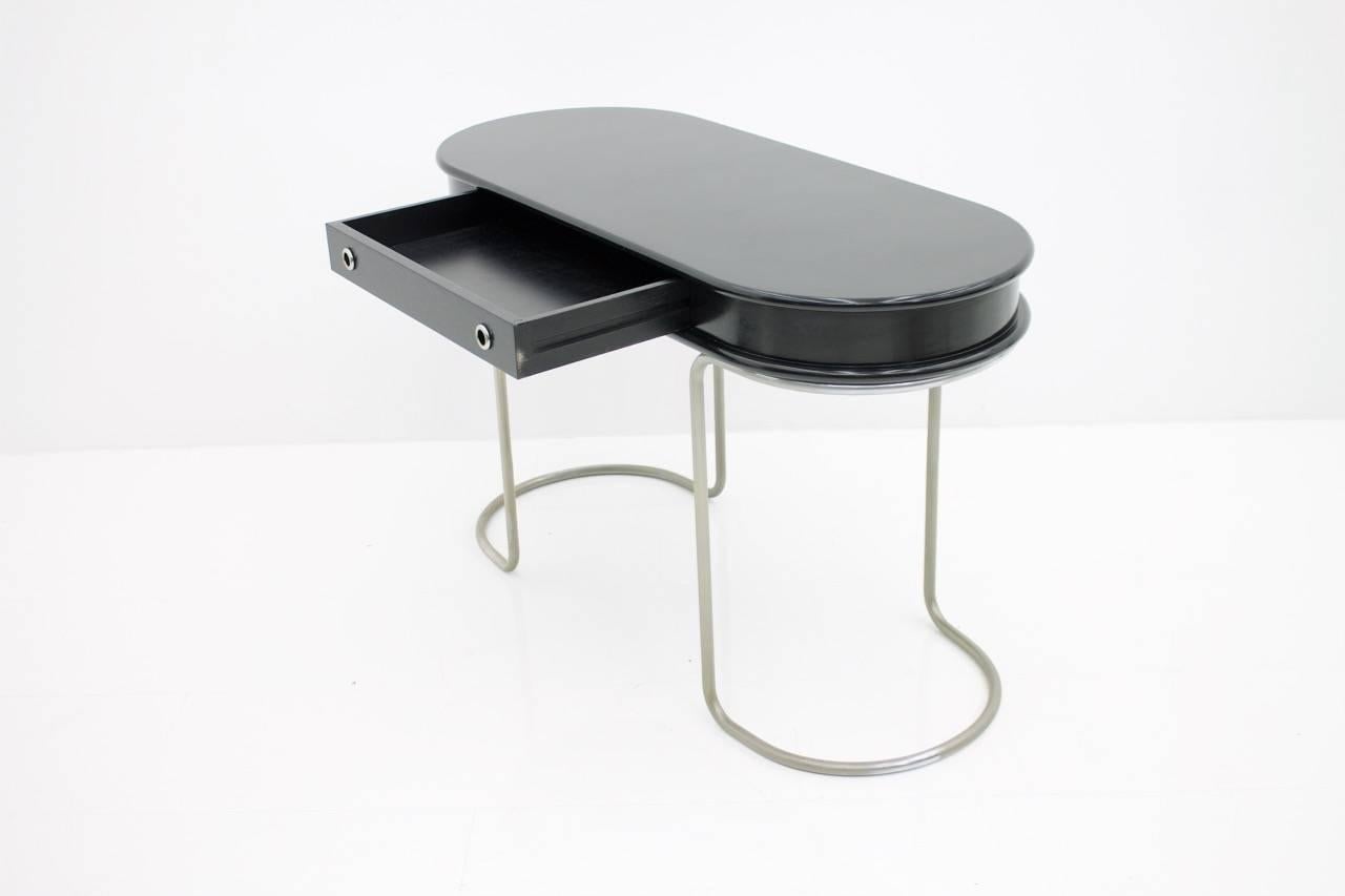 Mid-20th Century Black Ladies Desk Vanity Console Table, Italy, 1960s For Sale