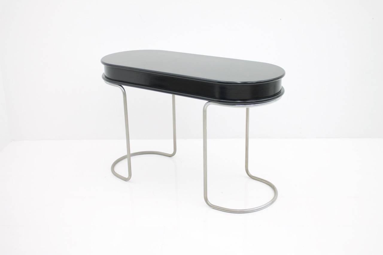 Black Ladies Desk Vanity Console Table, Italy, 1960s For Sale 2