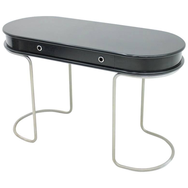 Black Ladies Desk Vanity Console Table, Italy, 1960s For Sale