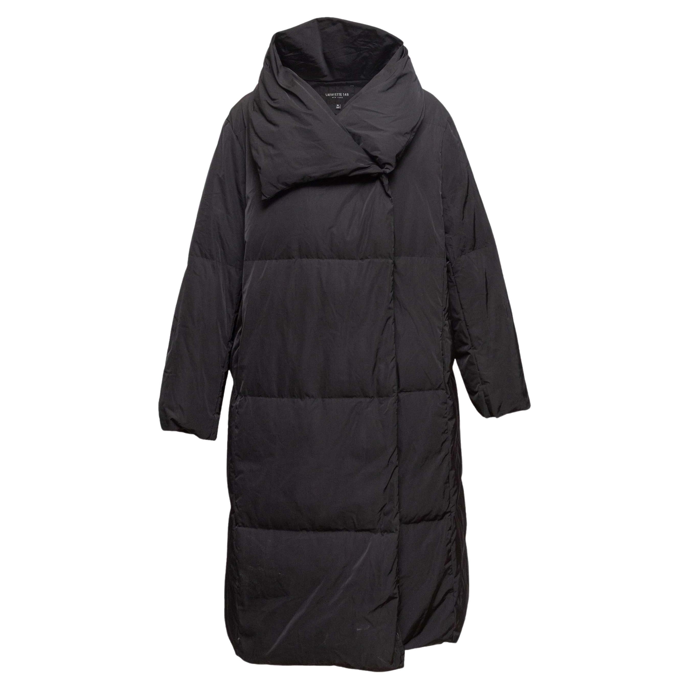 Black Lafayette 148 Down Puffer Coat Size US XL For Sale
