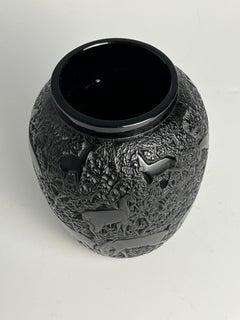 Black Lalique Biches Vase