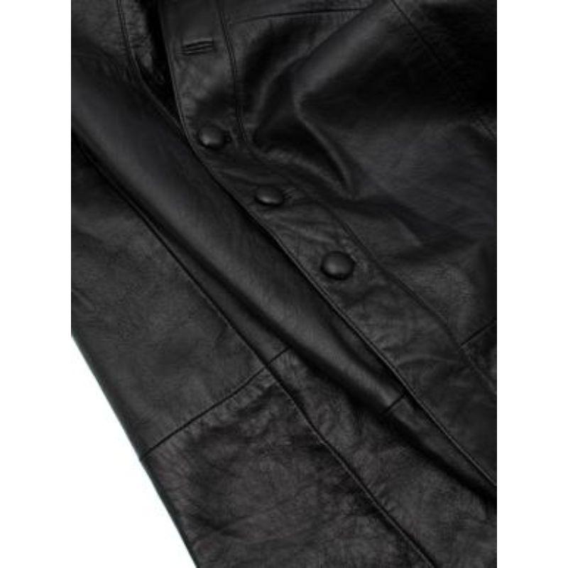 Black Lambskin Leather A-Line Button Down Skirt In Excellent Condition For Sale In London, GB