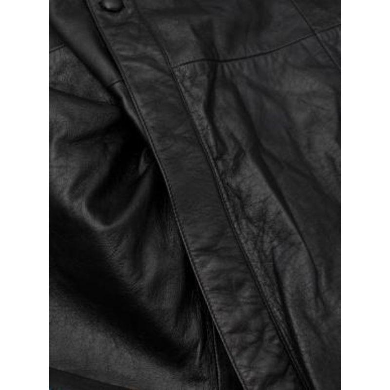 Black Lambskin Leather A-Line Button Down Skirt For Sale 1