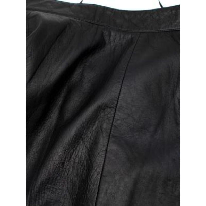 Black Lambskin Leather A-Line Button Down Skirt For Sale 2