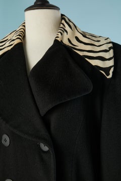 Black lambswool coat with zebra velvet collar and cuffs Christian Dior
