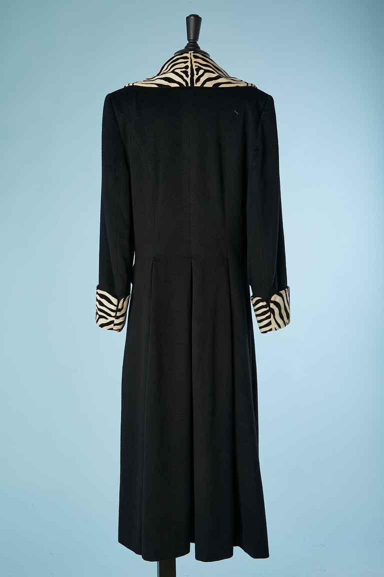 Black lambswool coat with zebra velvet collar and cuffs Christian Dior
