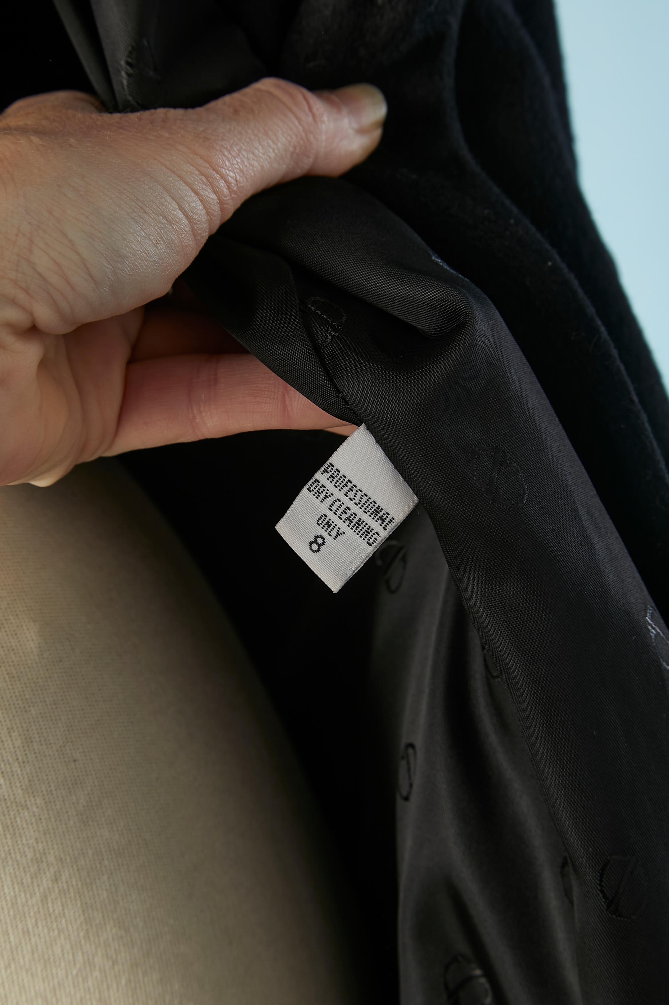 Black lambswool coat with zebra velvet collar and cuffs Christian Dior For Sale 3