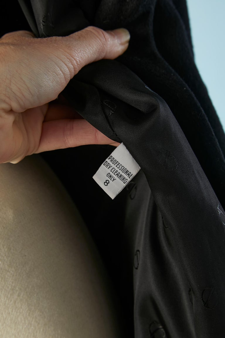 Black lambswool coat with zebra velvet collar and cuffs Christian Dior