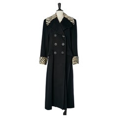 Black lambswool coat with zebra velvet collar and cuffs Christian Dior 