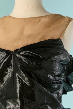 Abito da cocktail in lamé nero e chiffon di seta trasparente LANVIN di Alber Elbaz