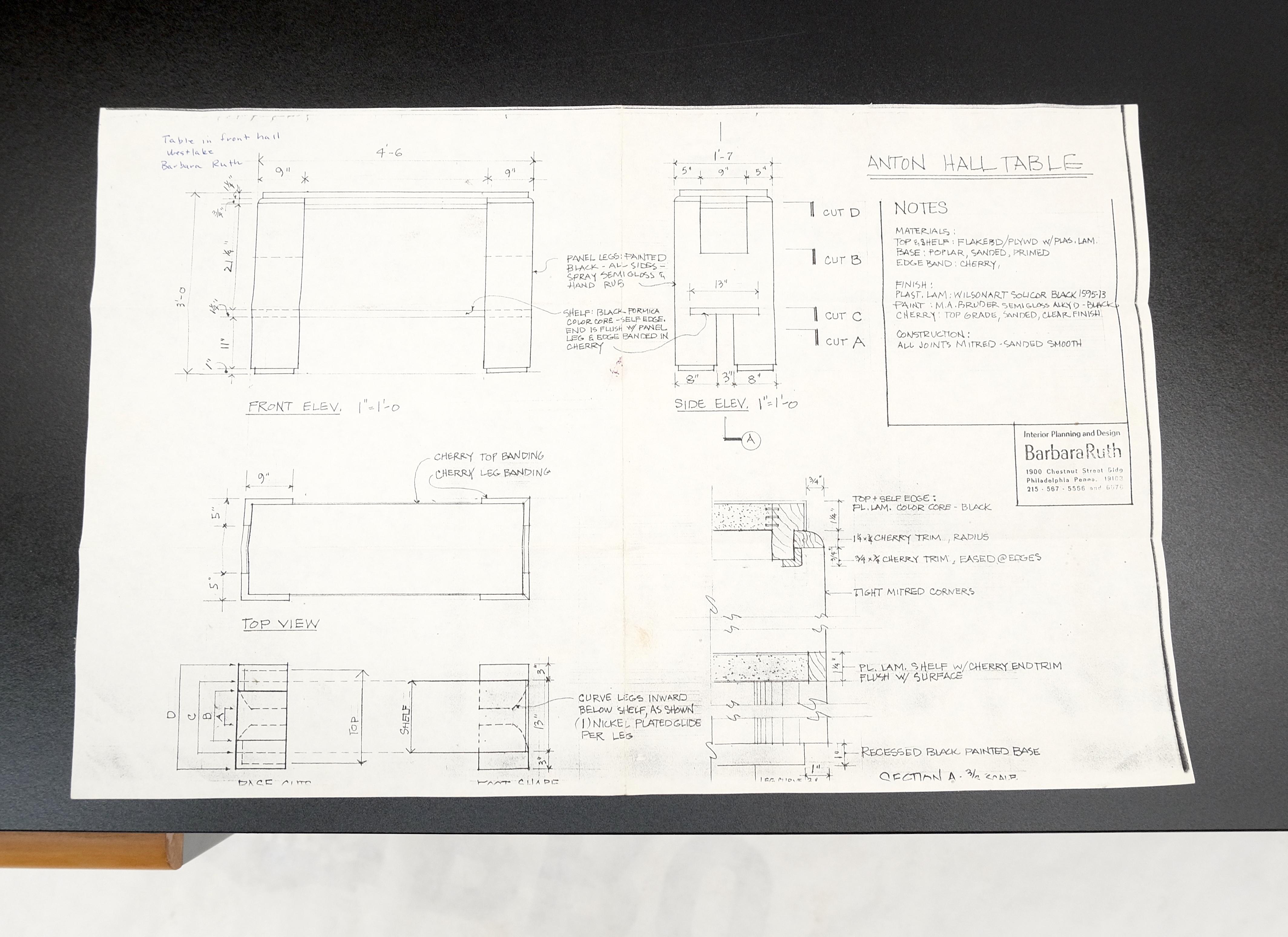 Black Laminate Bar Countertop Heigh Hall Table Console Custom Built Modern For Sale 6