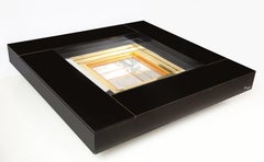 Black Laminate and Brass Coffee Table by Alain Delon for Jansen Collection