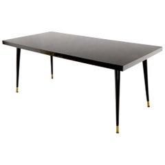 Black Laminate Tapered Dowel Legs Dining Table with Extension Board