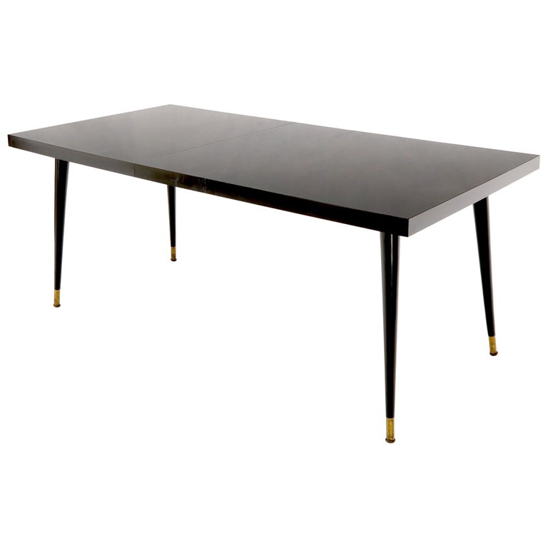 Black Laminate Tapered Dowel Legs Dining Table With Extension
