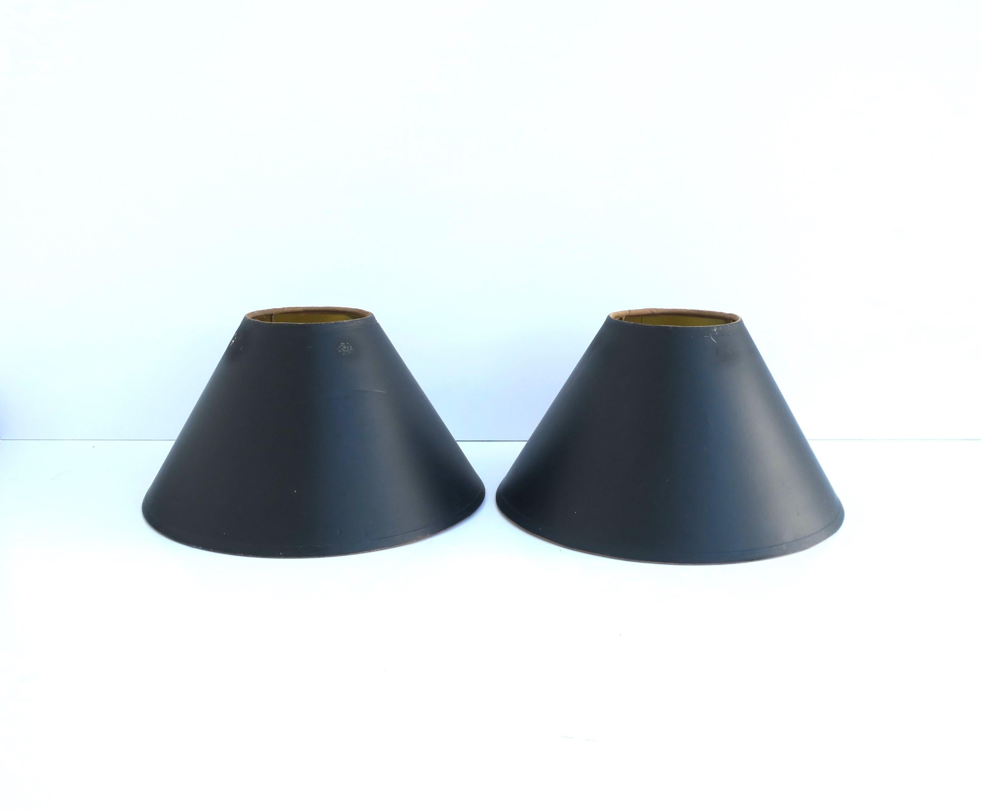 Black Lamp Shades, Small, Pair In Good Condition For Sale In New York, NY