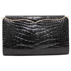 Black Lana Marks Cleopatra Crocodile Evening Bag