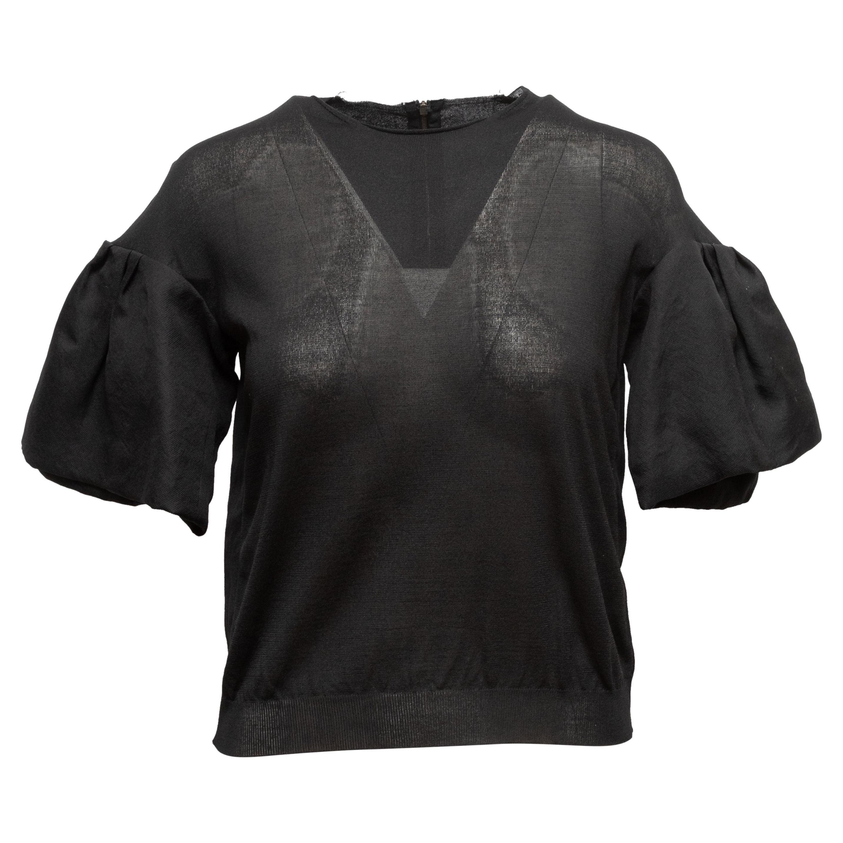 Black Lanvin Silk Short Sleeve Top For Sale