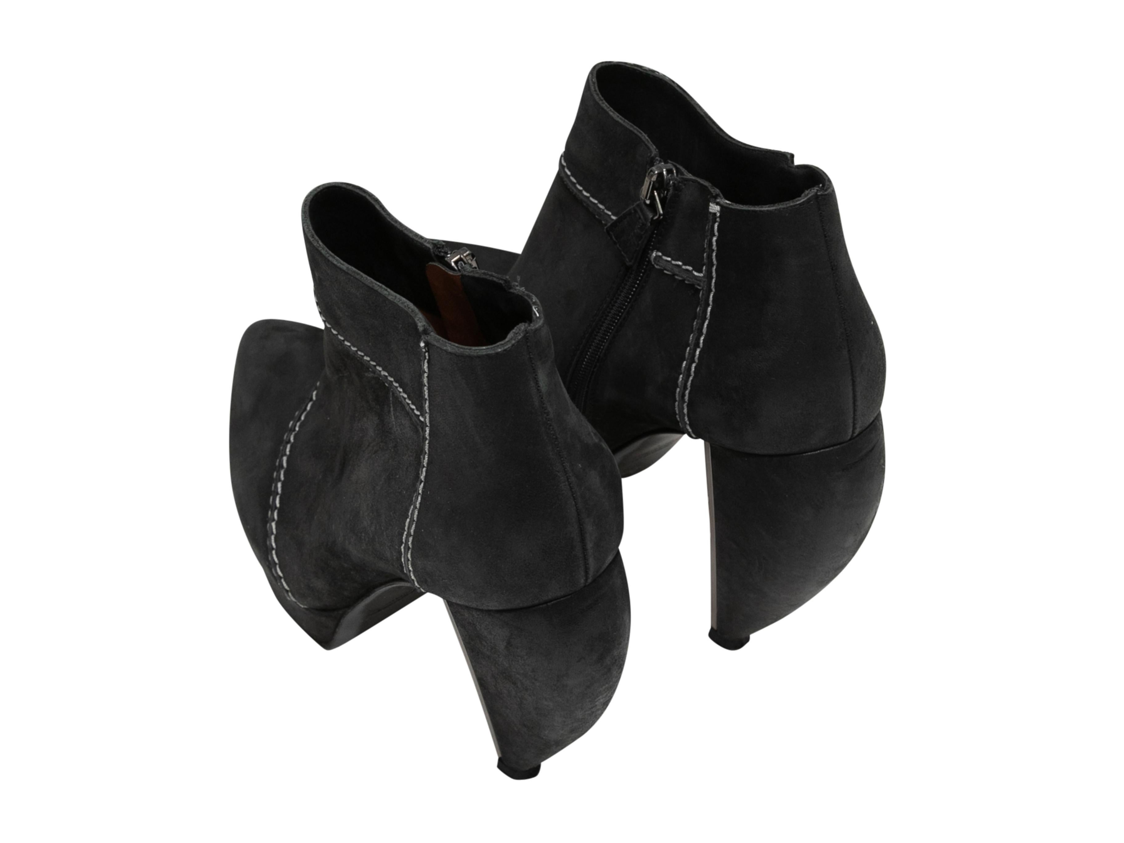 Nero Lanvin Stivali con tacco in pelle scamosciata Taglia 37,5 In condizioni buone a New York, NY