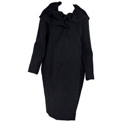 Black Lanvin Wool Ruffled-Collar Coat