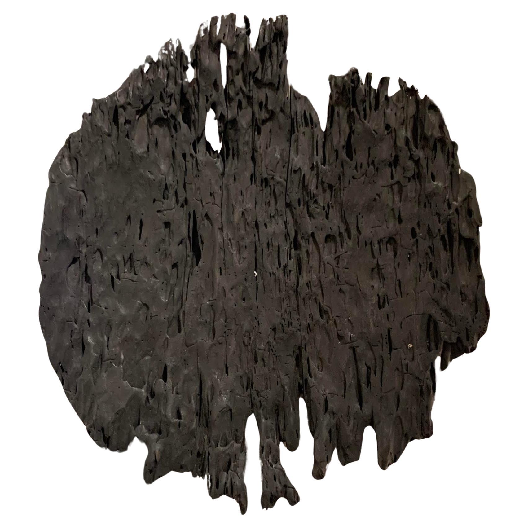 Black Large Charred Wood Plate, Indonesia, Contemporary For Sale