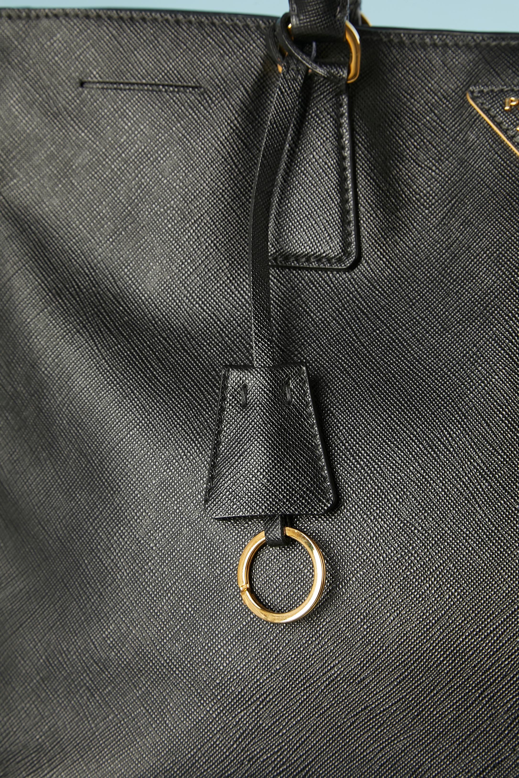 Black large gardener's tote leather bag PRADA  In Excellent Condition In Saint-Ouen-Sur-Seine, FR