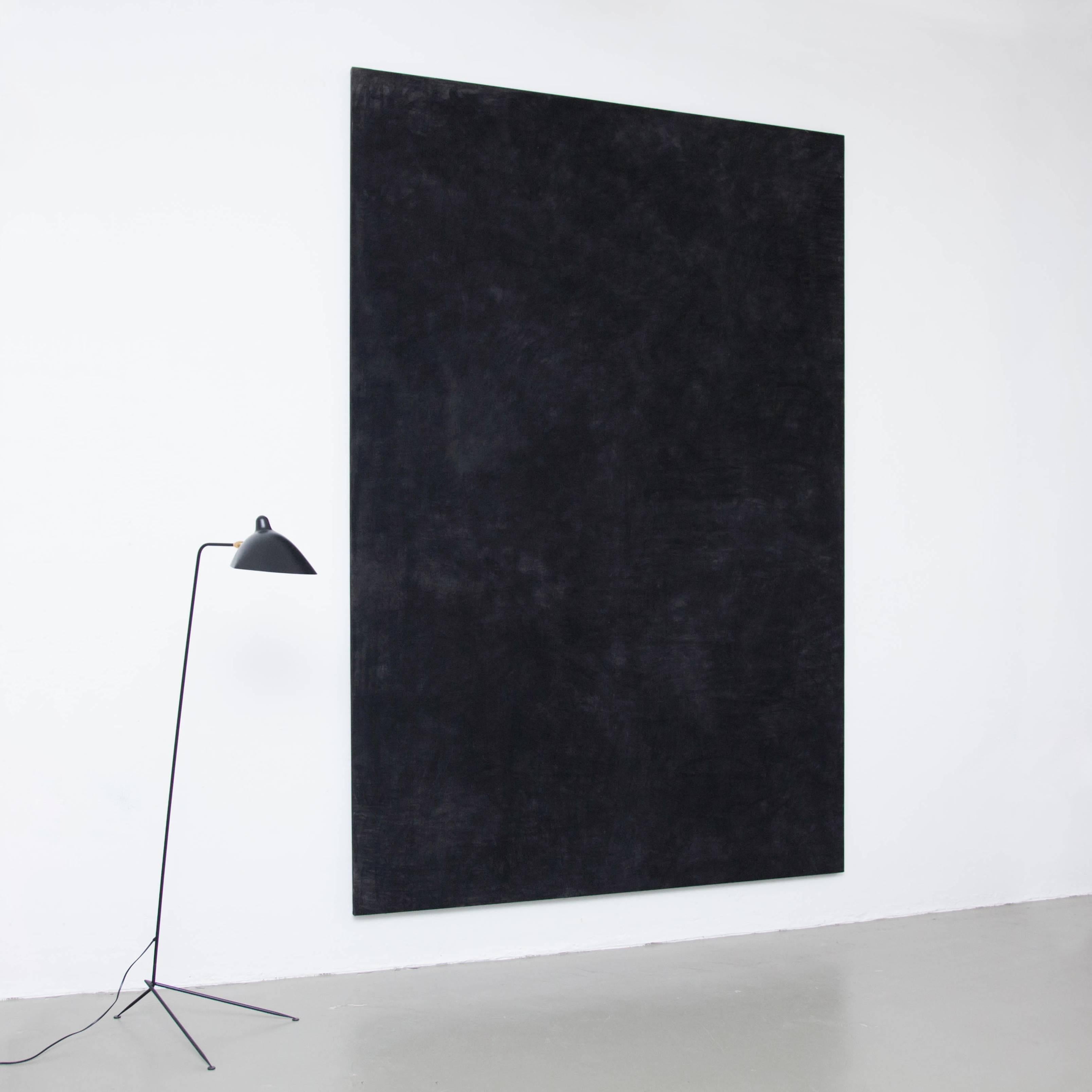 Linen Black Large Painting by Enrico Della Torre