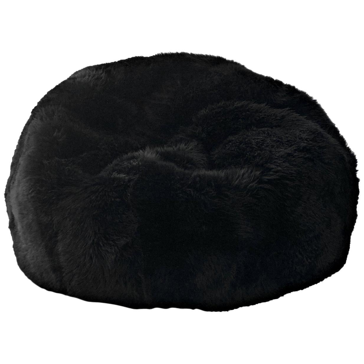 Schwarze große Tasche aus Schafsleder mit Bohnenbezug, Merino-Schaffell, hergestellt in Australien