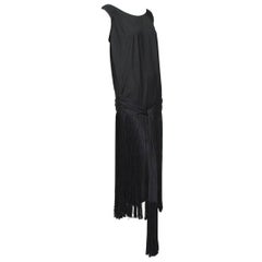 Black *Large Size* Jazz Baby Backless Fringed Wrapping Flapper Dress- M-L, 1920s