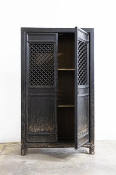 Black Lattice Screen Cabinet