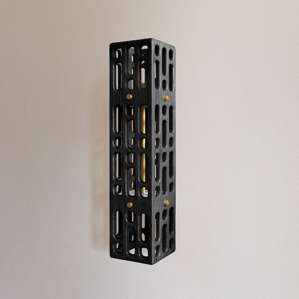 Mid-Century moderno Applique in legno a reticolo nero, grande, Collection'S in vendita