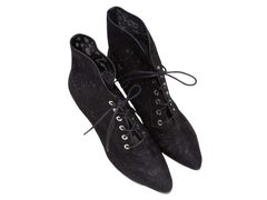Black Laurence Dacade Pointed-Toe Lace Heeled Ankle Boots