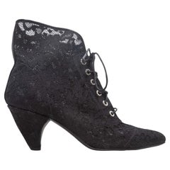 Black Laurence Dacade Pointed-Toe Lace Heeled Ankle Boots