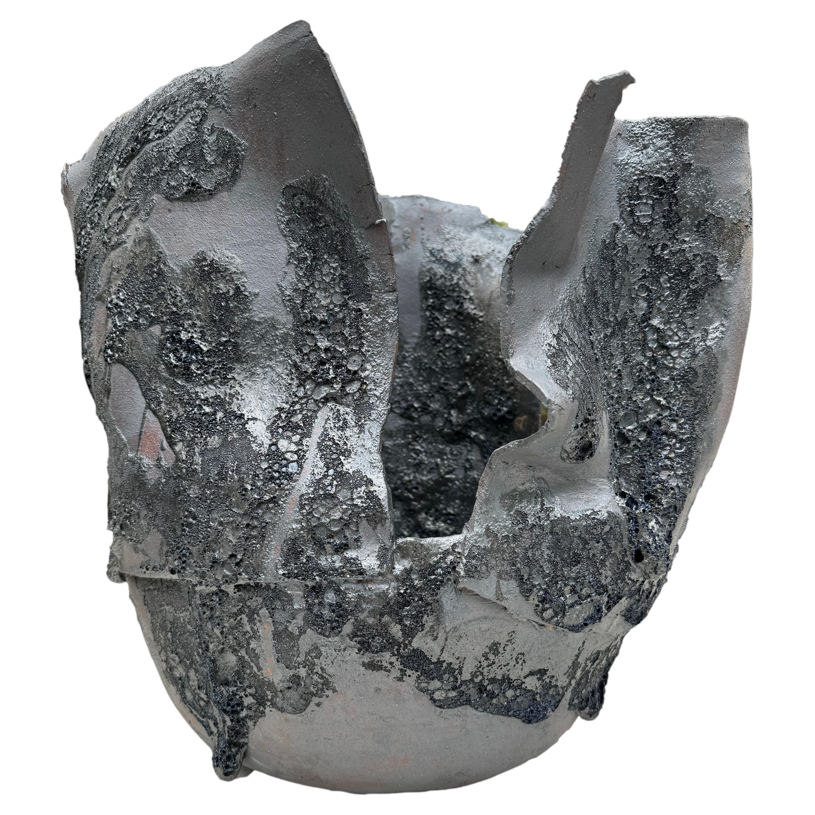 Carolinen Blackburn Brutalist Lava-Glaze Ceramic Vessel, Black, 2010s