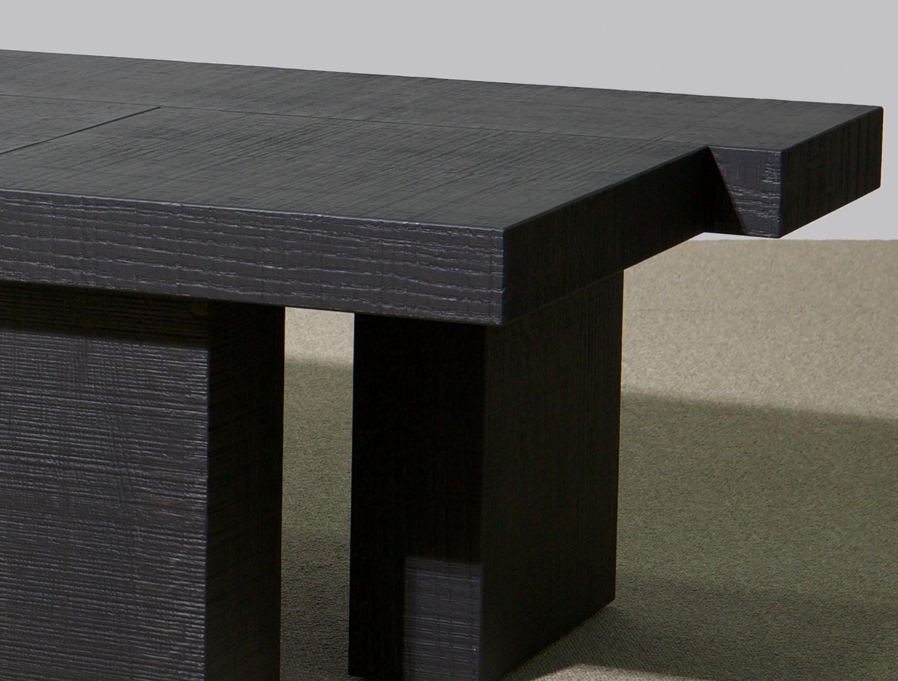 Post-Modern Black Layered Oak Wood Bench by Hyungshin Hwang For Sale