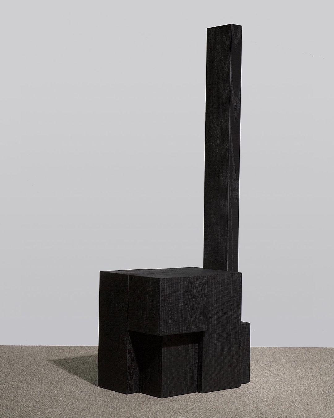 Post-Modern Black Layered Oak Wood Seat by Hyungshin Hwang For Sale