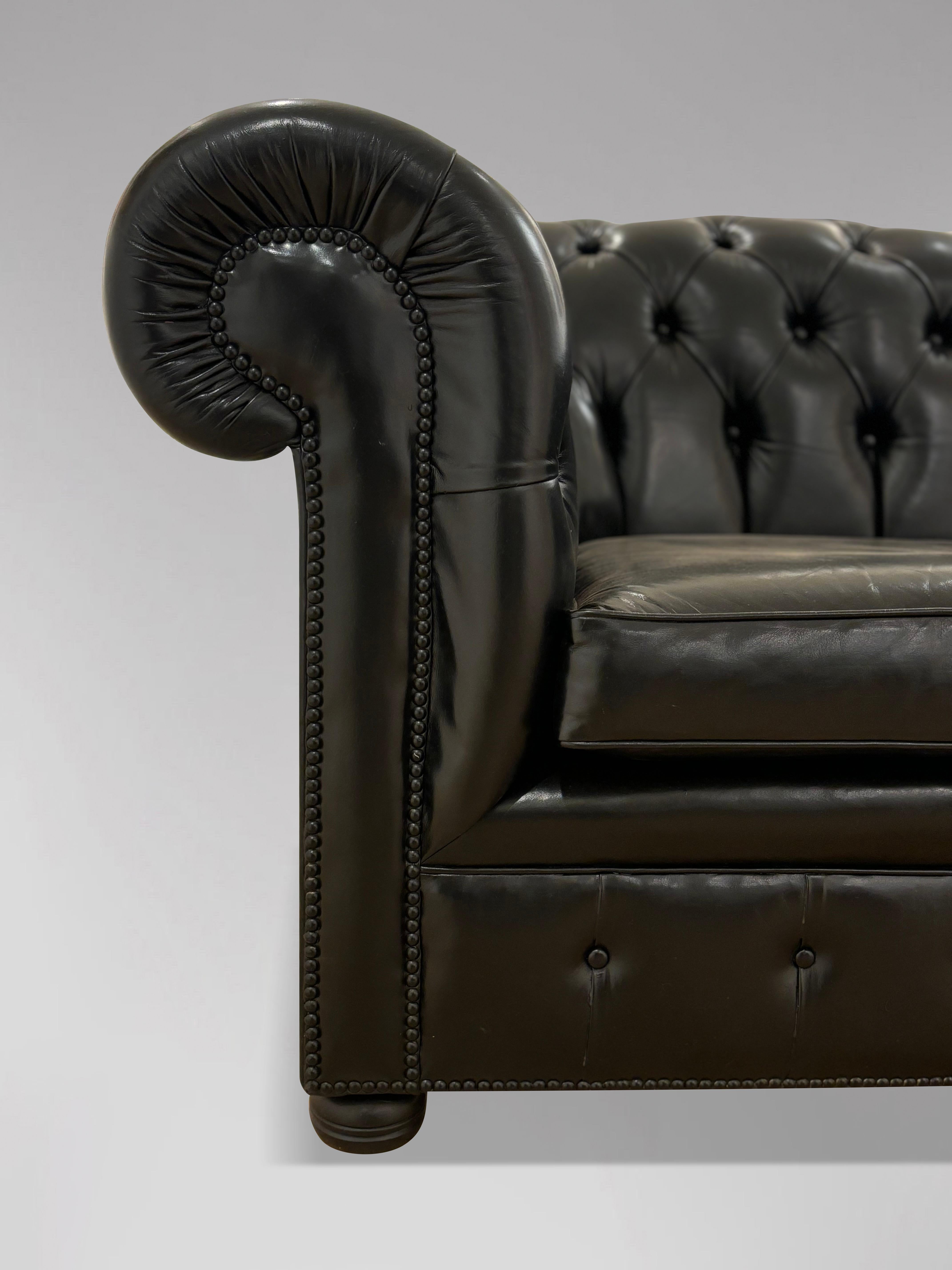 Cuir Canapé Chesterfield 2 places en cuir noir en vente