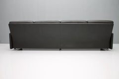 Black Leather 4-Seat Lounge Sofa, Germany, 1959