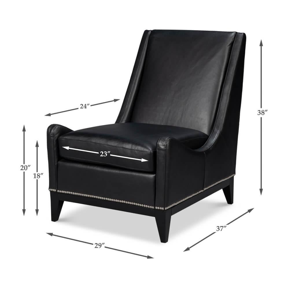 Black Leather Accent Chair For Sale 5