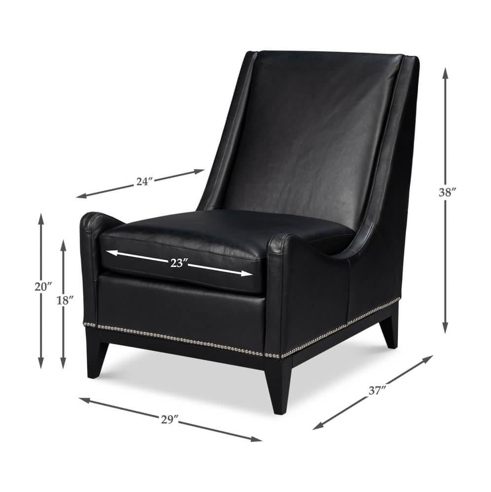 Chaise d'appoint en cuir noir en vente 4