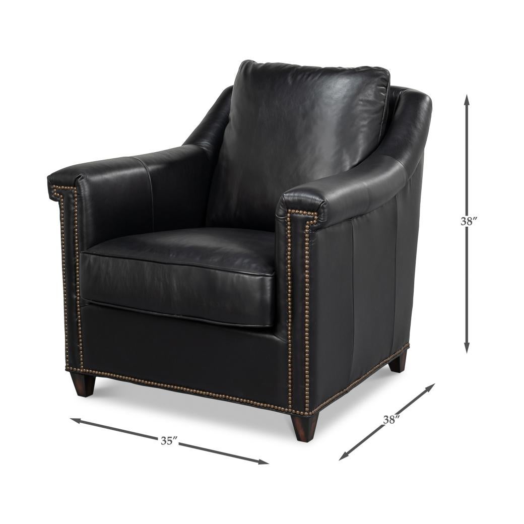 Black Leather Accent Chair For Sale 6