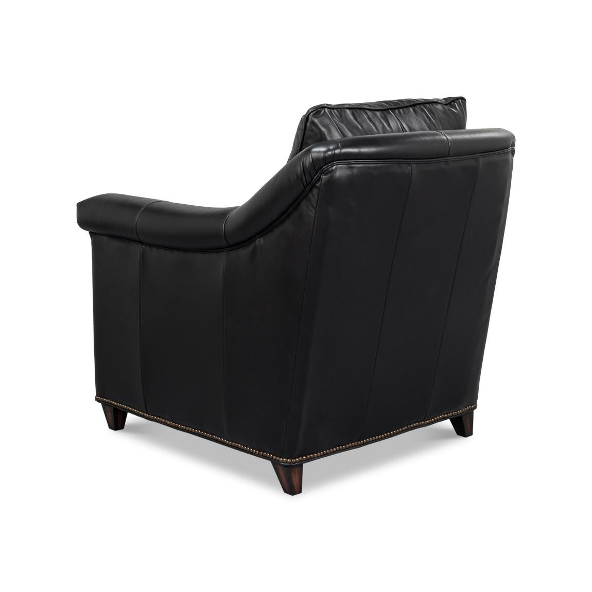 Black Leather Accent Chair In New Condition For Sale In Westwood, NJ