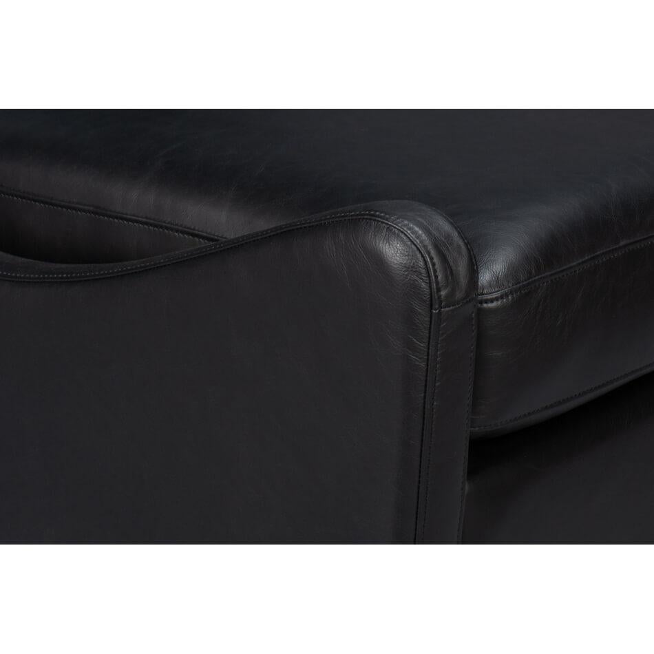 Contemporary Black Leather Accent Chair For Sale