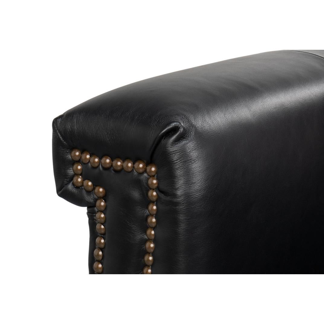 Contemporary Black Leather Accent Chair For Sale