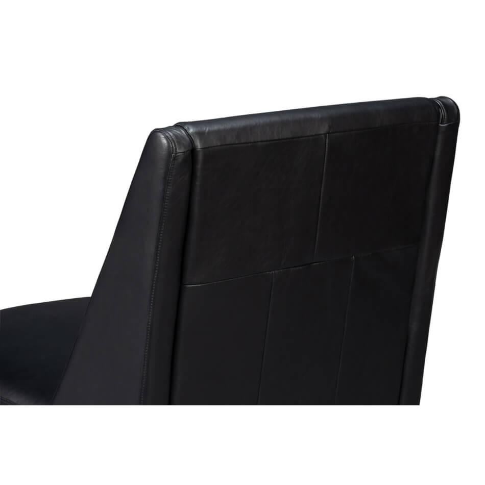 Cuir Chaise d'appoint en cuir noir en vente