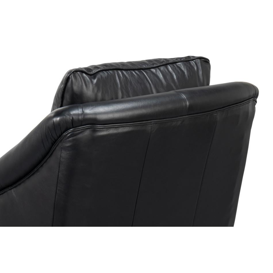 Black Leather Accent Chair For Sale 1