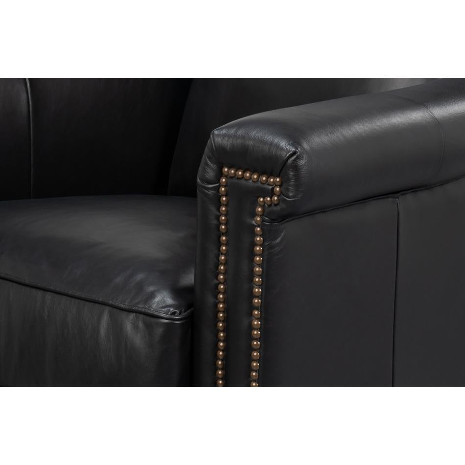 Black Leather Accent Chair For Sale 3